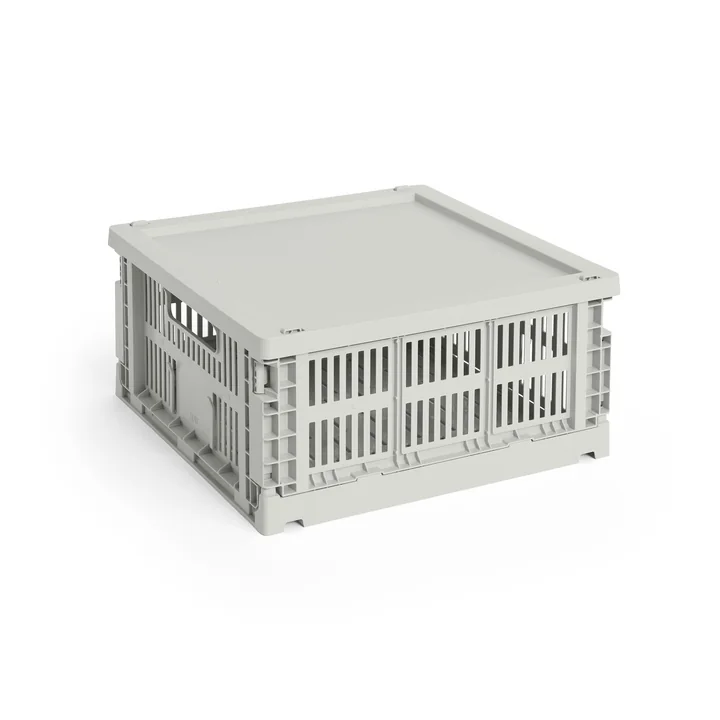 HAY - Colour Crate Korb Square M, 29,5 x 29,5 cm, grau, recycled mit Deckel