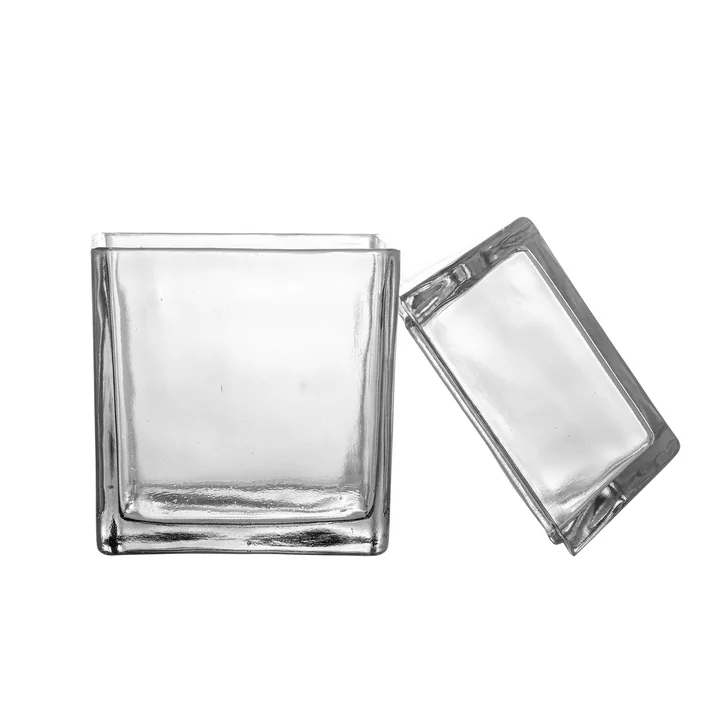 Bloomingville - Elius Gefäß mit Deckel, 12 x 19 x 12 cm, transparent