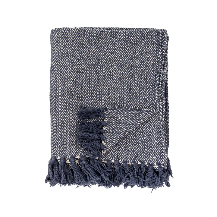 Bloomingville - Herringbone Decke, 130 x 160 cm, schwarz