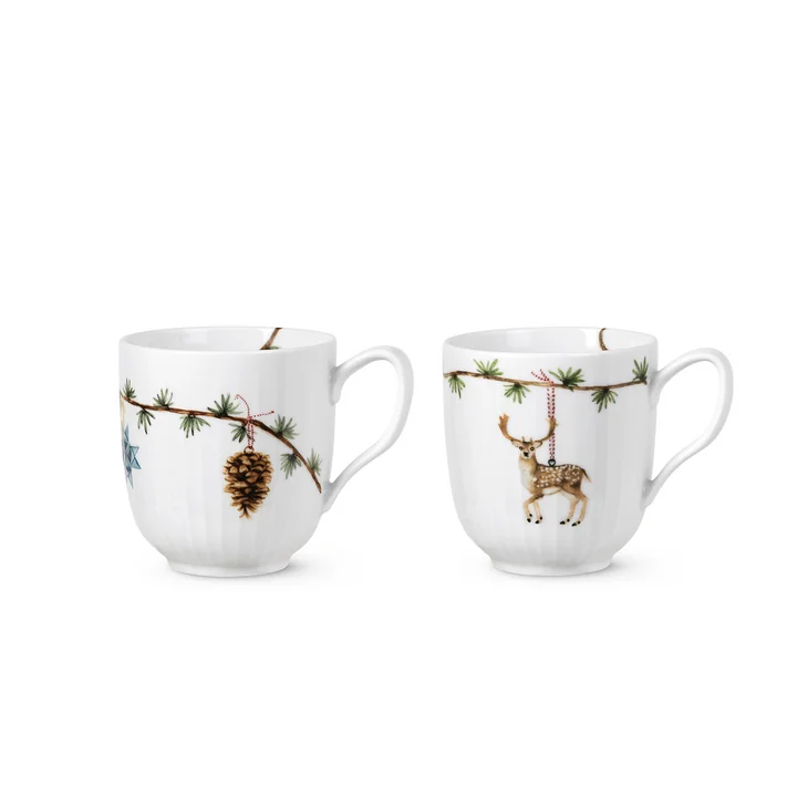 Kähler Design - Hammershøi Christmas 2020/2021 Becher mit Henkel, 33 cl, weiß (2er Set)