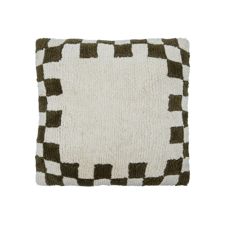 House Doctor - Chess Kissenbezug, 50 x 50 cm, grün / off-white