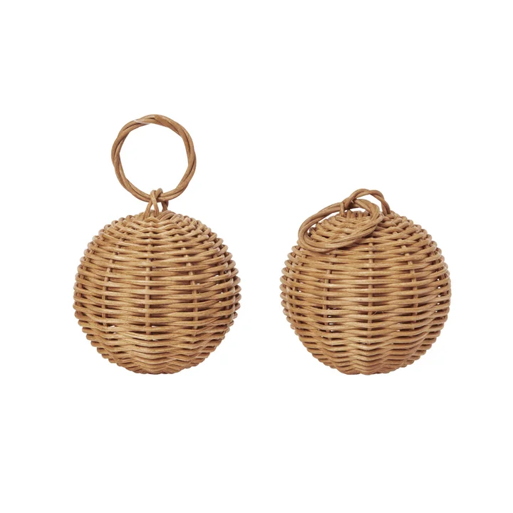 Ferm Living - Braided Baubles Weihnachtsschmuck, natur (2er Set)
