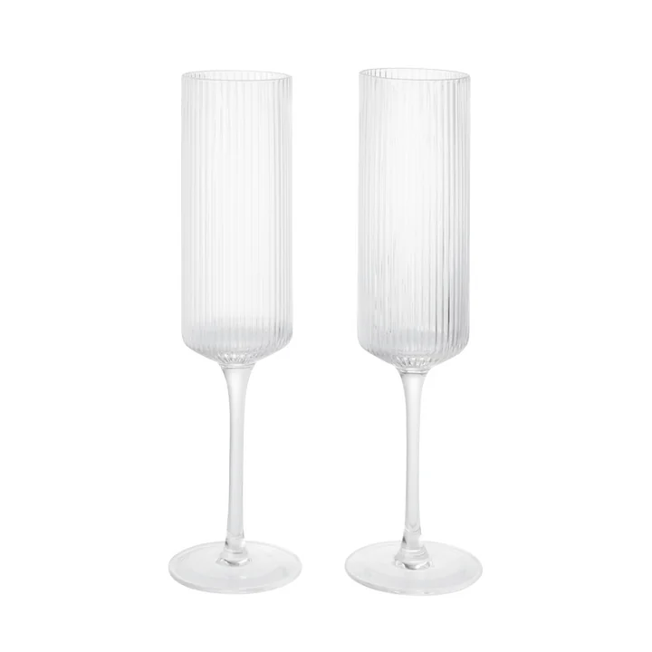 Ferm Living - Ripple Champagnerflöte (2er-Set), klar