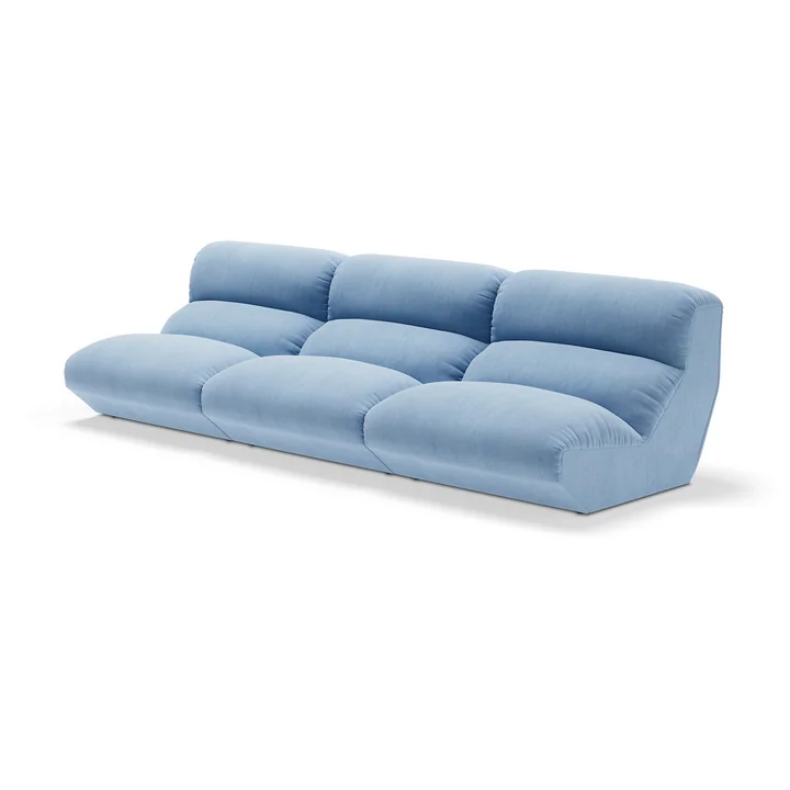 &Tradition - Hi Lo 3-Sitzer Sofa, Konfiguration C, blau (Stoff Kvadrat Gentle 0733)