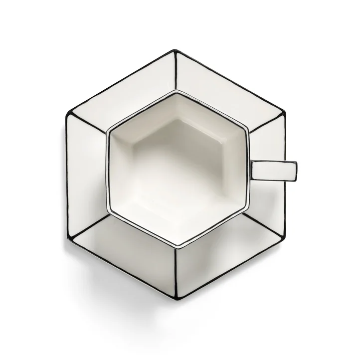 Serax - Carte Blanche Cappuccinotasse mit Untertasse, weiß / schwarz