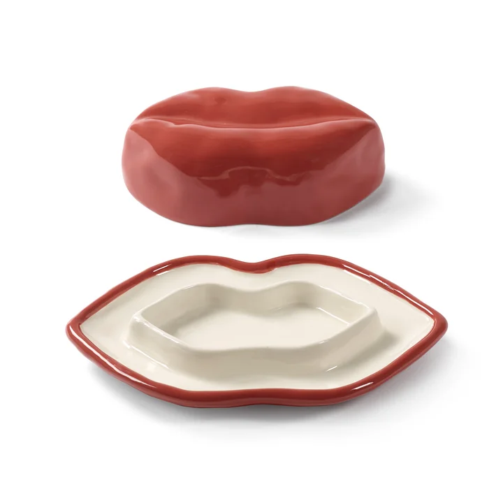Serax - Lips Schale mit Deckel, rot / weiß