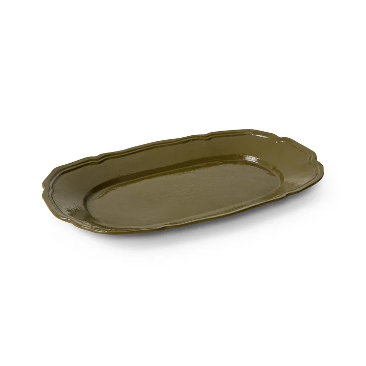 HKliving - New Classics Serviertablett, 35 x 21 cm, olive