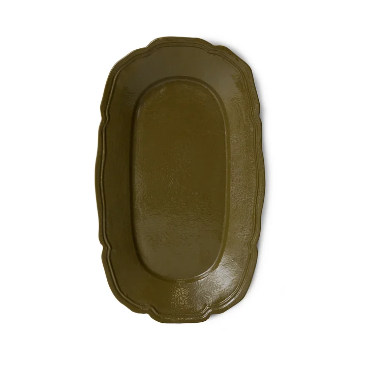HKliving - New Classics Serviertablett, 35 x 21 cm, olive