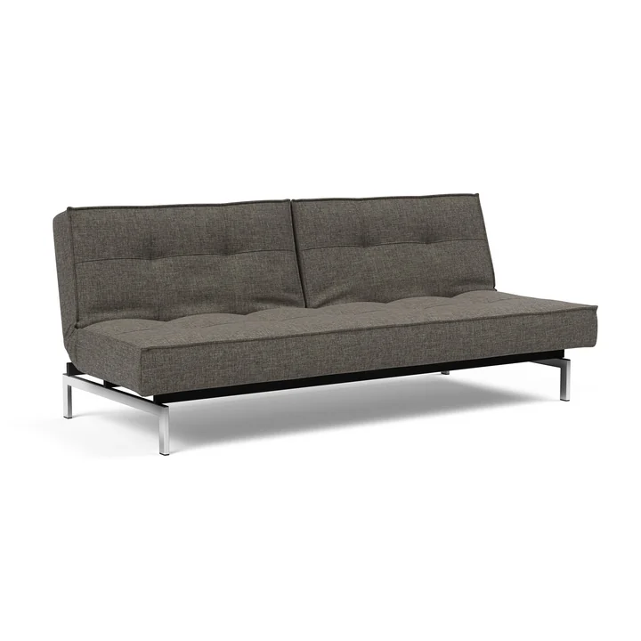 Innovation Living - Splitback Schlafsofa, 210 x 89 cm, chrome / dunkelgrau (216 Flashtex)