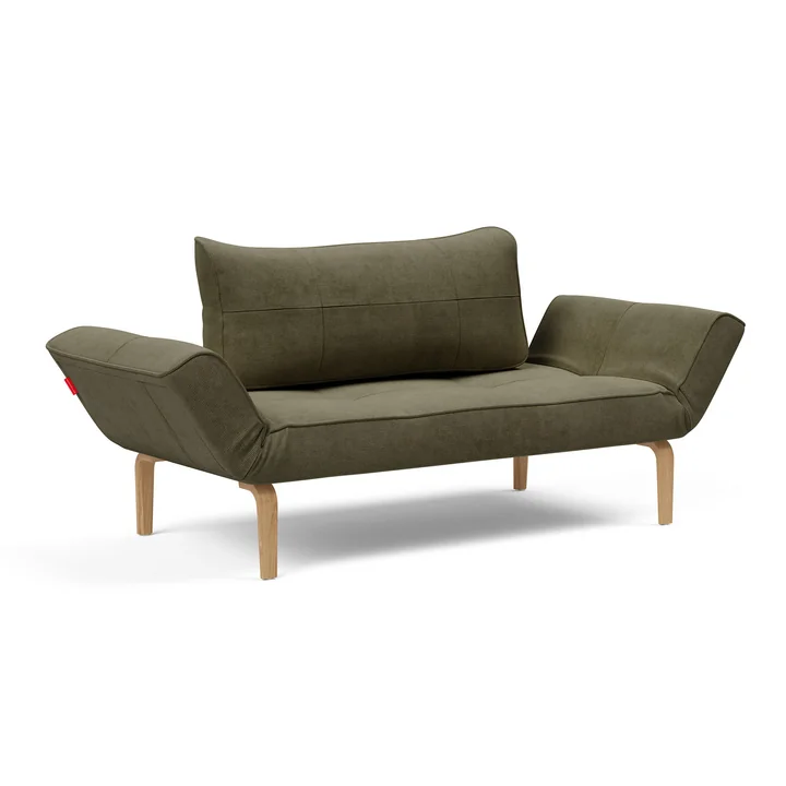Innovation Living - Zeal Bow Schlafsofa, 200 x 72 cm, Eiche natur / pine green (316 Cordufine)