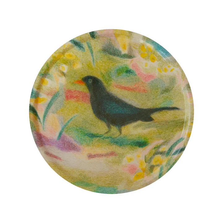 Paper Collective - Un Merle Tablett, Ø 45 cm, mehrfarbig