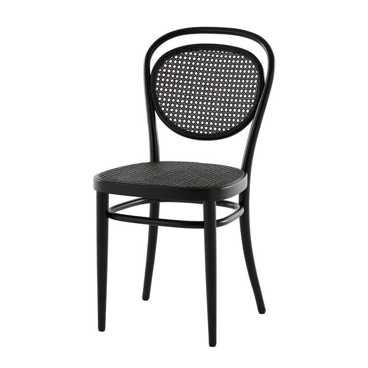 Thonet - 215 R Bugholzstuhl, Rohrgeflecht Dark Melange mit Kunststoffstützgewebe / Buche schwarz (TP 29)
