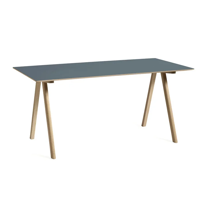 HAY - Copenhague CPH10 2.0 Schreibtisch, 160 x 80 cm, Eiche lackiert / Linoleum smokey blue