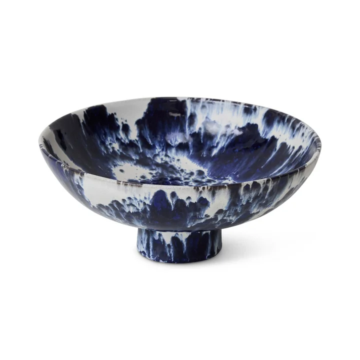 HKliving - Servierschale mit Fuß, Ø 26 cm, indigo