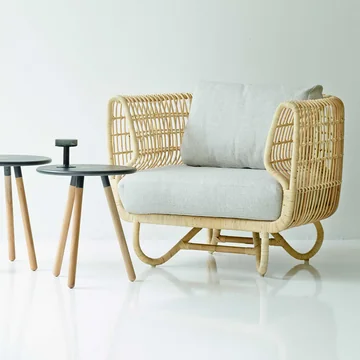 Nest Loungesessel Indoor, natur / Natté light grey von Cane-line