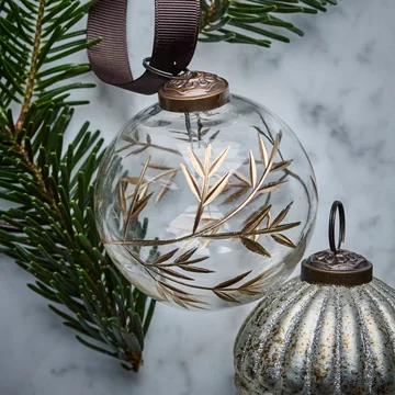 House Doctor - Leaf Ornament, Ø 7,5 cm, klar / gold