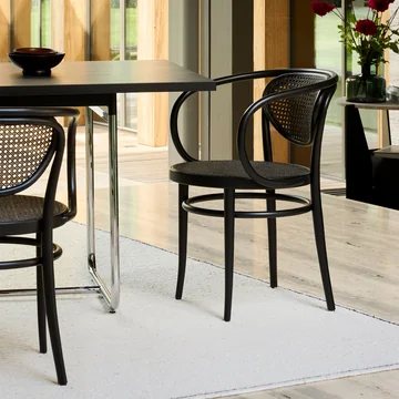 Thonet - 210 R Armlehnstuhl, Rohrgeflecht Dark Melange / Buche schwarz (TP 29)