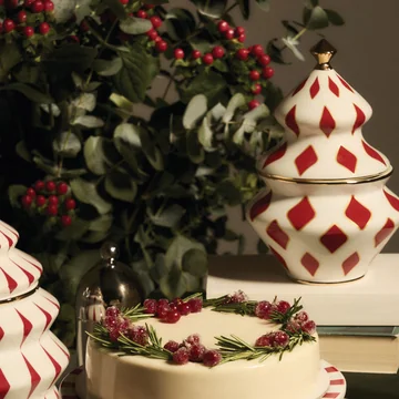 Alessi - Delight Bonbondose, weiß / rot / gold