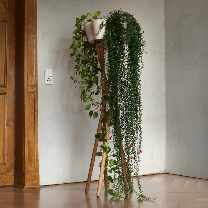 Der hochgarten von urbanature in Eichenholz mit weißem Übertopf