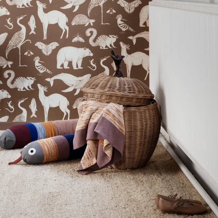 Geflochtener Apfel-Aufbewahrungskorb, Ø 36,5 x H 52 cm von Ferm Living als Wäschekorb