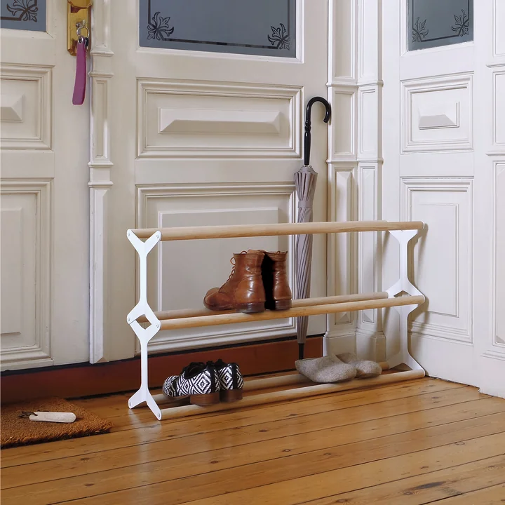 Schuhregal Stixx 3fach von vonbox in weiß / Esche