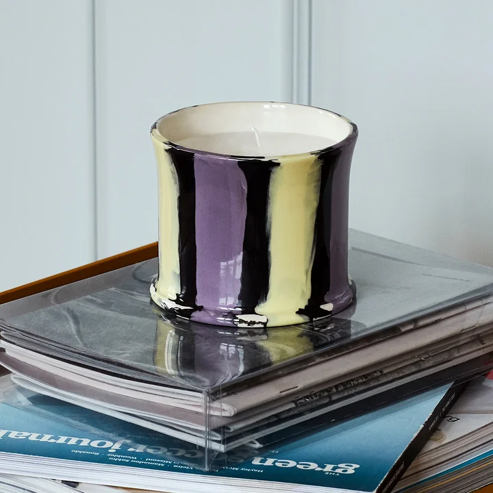 Stripe Duftkerze, Ø 10 x H 8,5 cm, Feigenblatt von HAY.