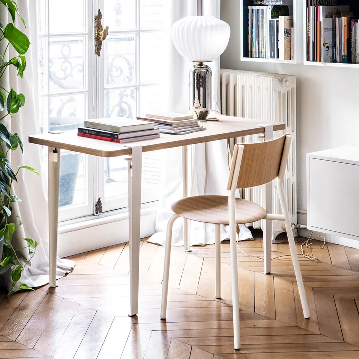 Der SSD Stuhl, Eiche, wolkenweiß von TipToe als Bürostuhl am NOMA Schreibtisch