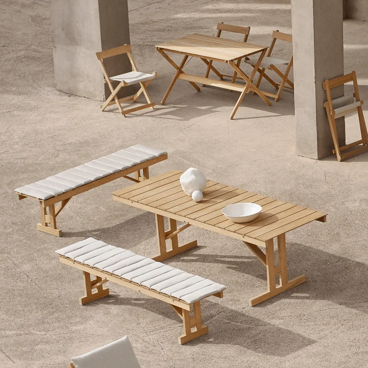 Sitzauflage für BM1871 Bank von Carl Hansen in der Ausführung beige (Sunbrella Heritage Papyrus 18006)