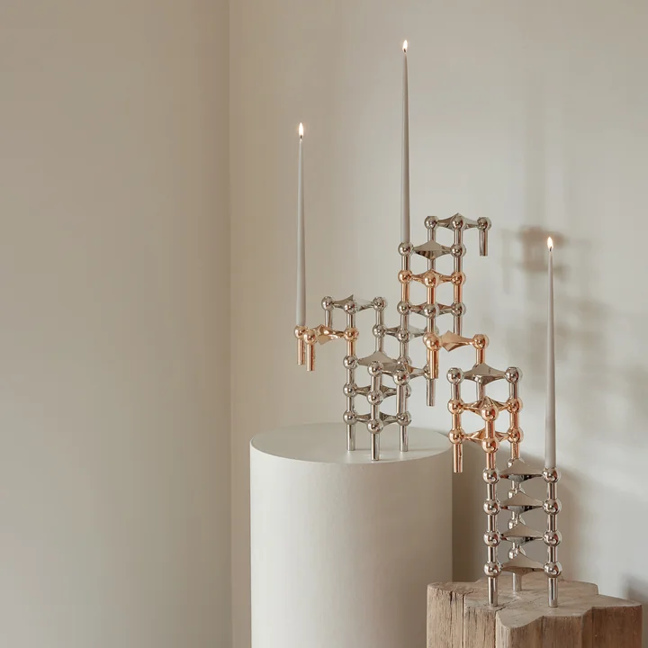 Kerzenhalter, schwarz / chrom von Stoff Nagel