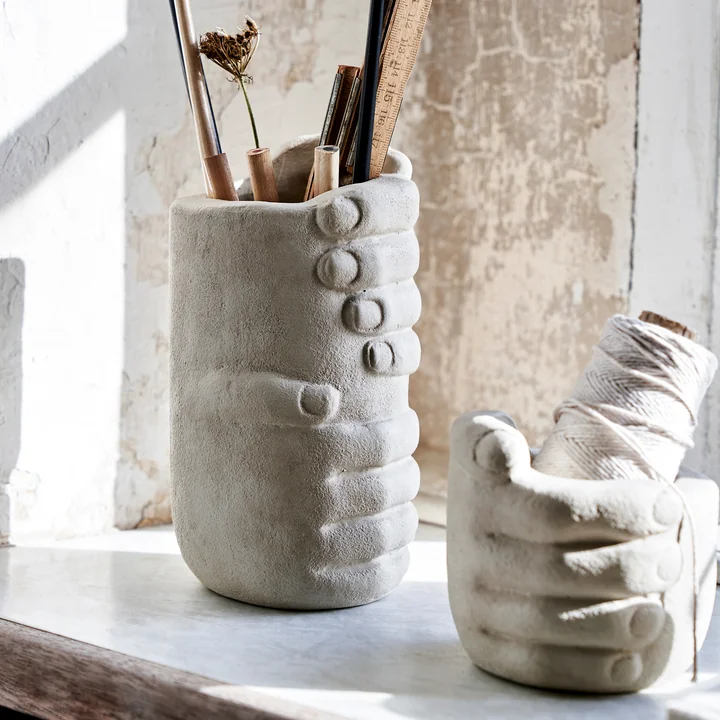 Handy Aufbewahrung, H 18 cm, grau / braun von House Doctor