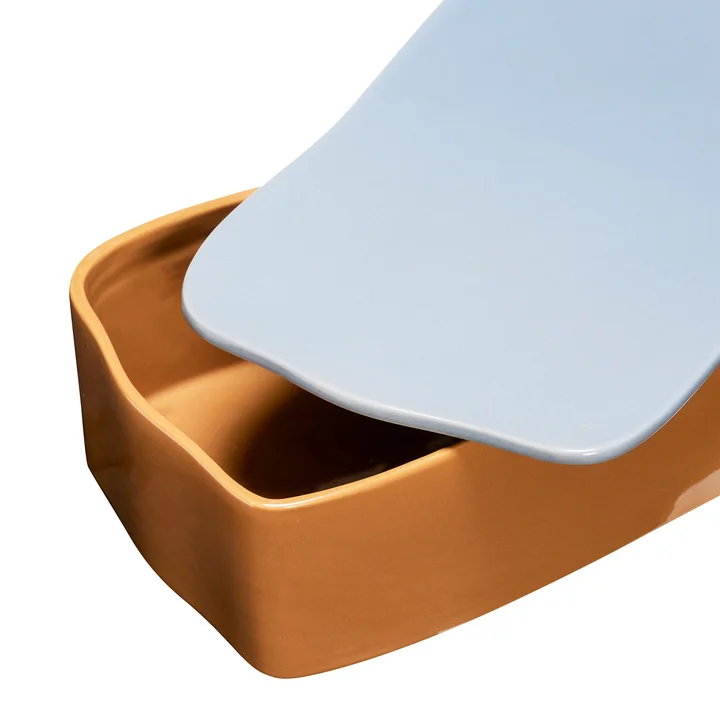 Amare Schreibtisch Organizer large, braun / hellblau von Hübsch Interior