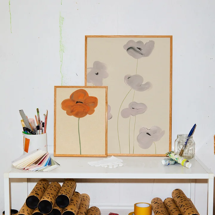 White Vallmo & Orange Vallmo von Paper Collective