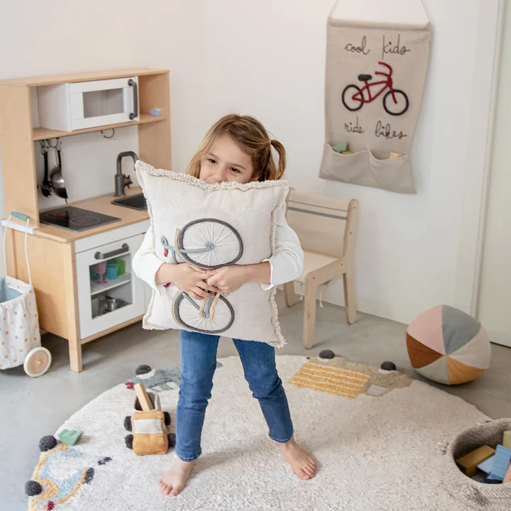 Bike Bodenkissen, 35 x 55 cm, natur / blau von Lorena Canals