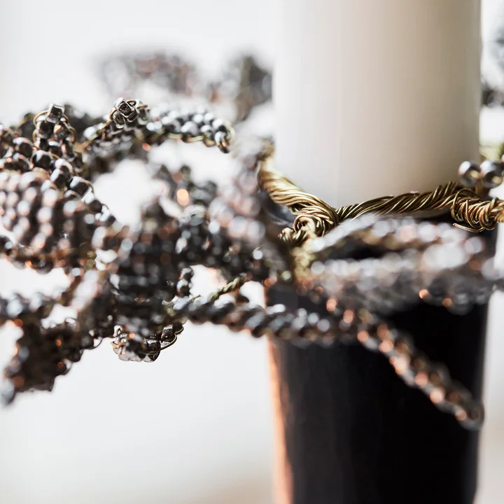 Pearl Kerzenringe von House Doctor in der Farbe grau / gold