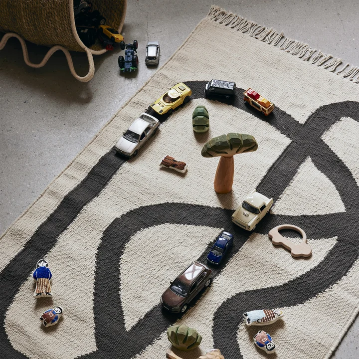 Ferm Living - Lane Teppich, 70 x 105 cm, off-white / chocolate