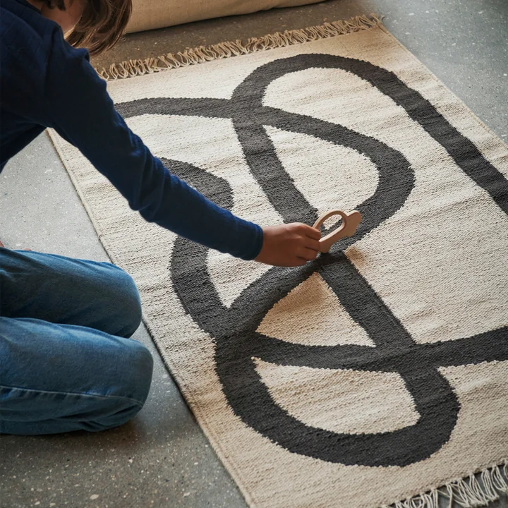 Ferm Living - Lane Teppich, 70 x 105 cm, off-white / chocolate