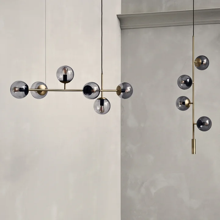 Bolia - Orb Stabpendelleuchte, Messing antik matt / rauchgrau