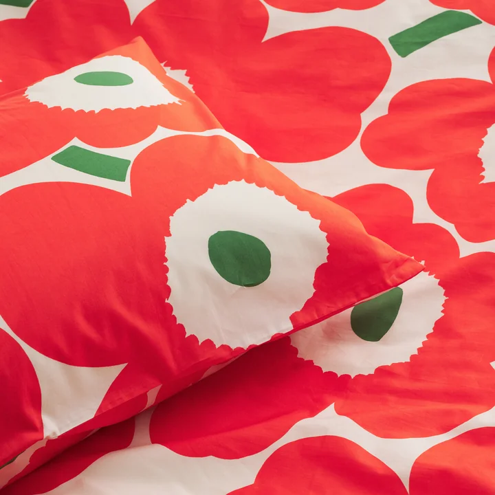 Unikko Kopfkissenbezug, offwhite / orange / grün von Marimekko