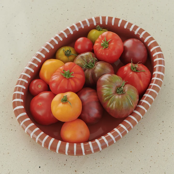 Barro Servierschale oval, natural with stripes von HAY