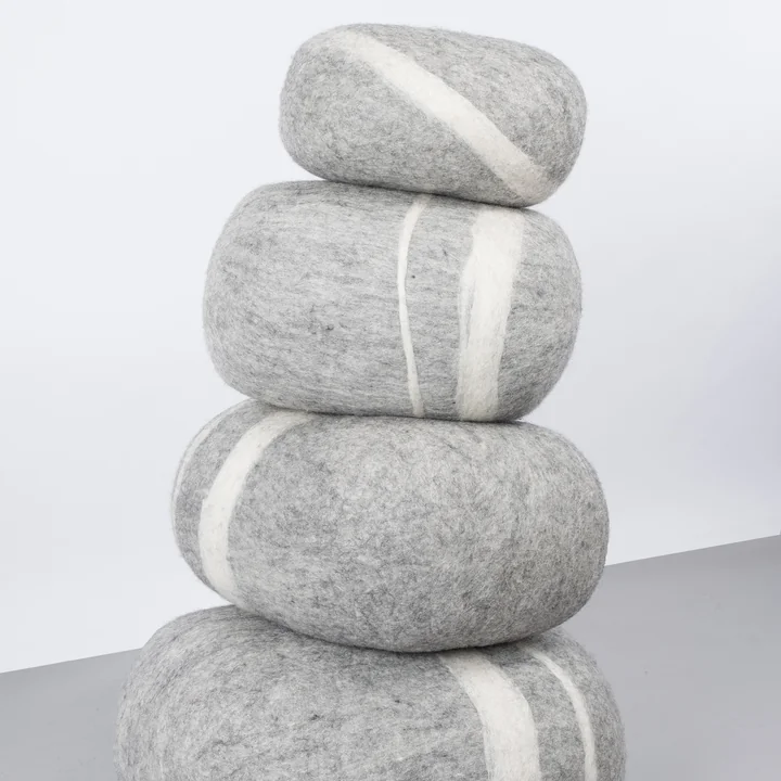 myfelt - Kieselstein Pouf Carl hellgrau meliert