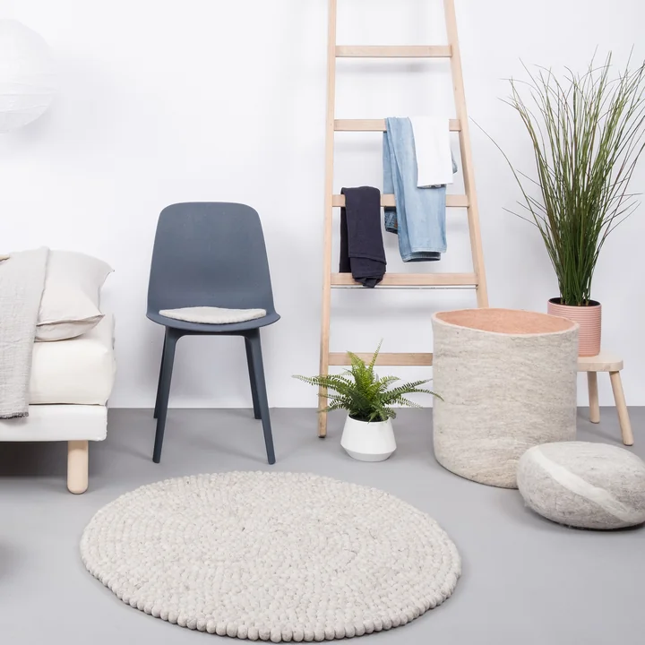 myfelt - Béla Filzkugelteppich, rund, beige