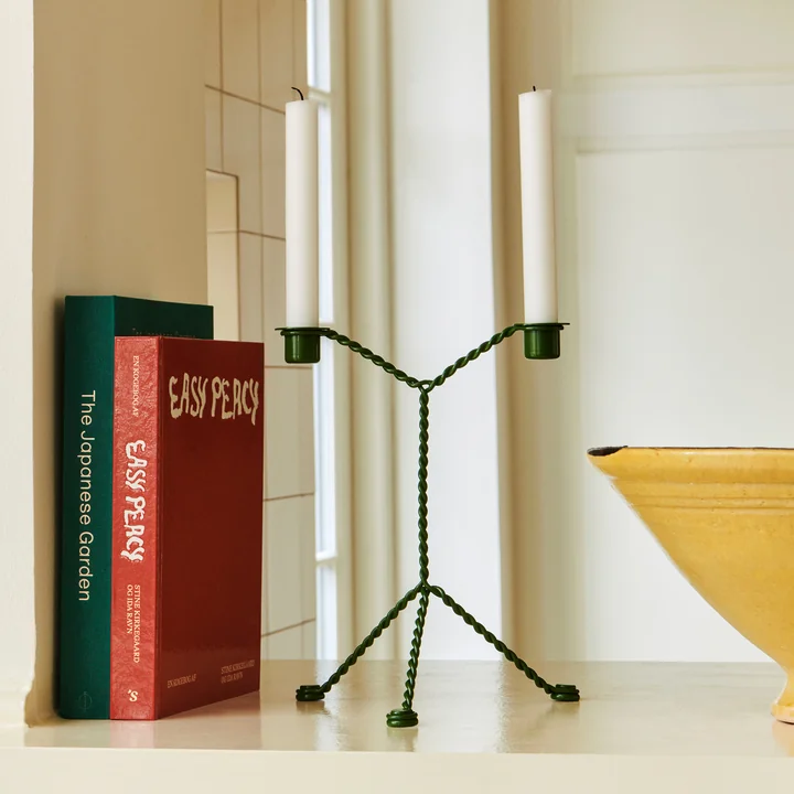 Wire Kerzenhalter Ø 19 x H 25 cm, grün von HAY