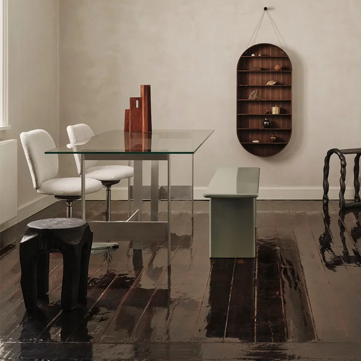 Ferm Living - Lager Esstisch, 200 x 90 cm, Glas / Aluminium