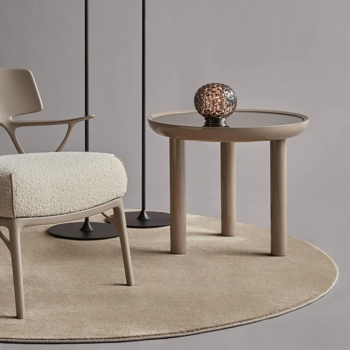 Kartell - K-Top Beistelltisch, H 50 cm / Ø 60 cm, Bronzespiegel / taubengrau