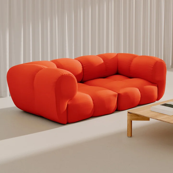 OUT Objekte unserer Tage - Sander 02, 2.5-Sitzer Sofa, reinorange (Vidar 4 0542 by Kvadrat/Raf Simons)