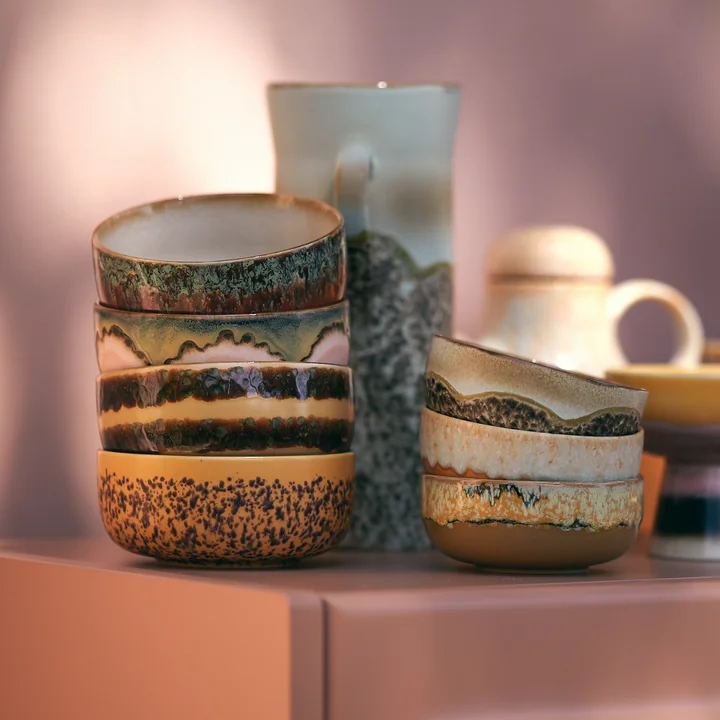 HKliving - 70's Dessertschale, Ø 12,5 cm, habour (4er-Set)