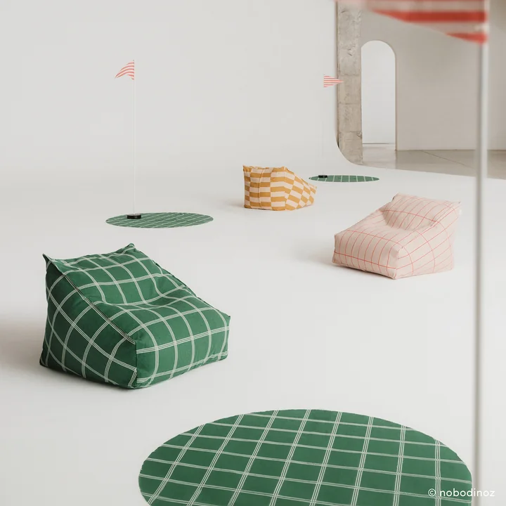 Nobodinoz - Vibes Sitzsack, L 74 x H 40 cm, grün / weiß