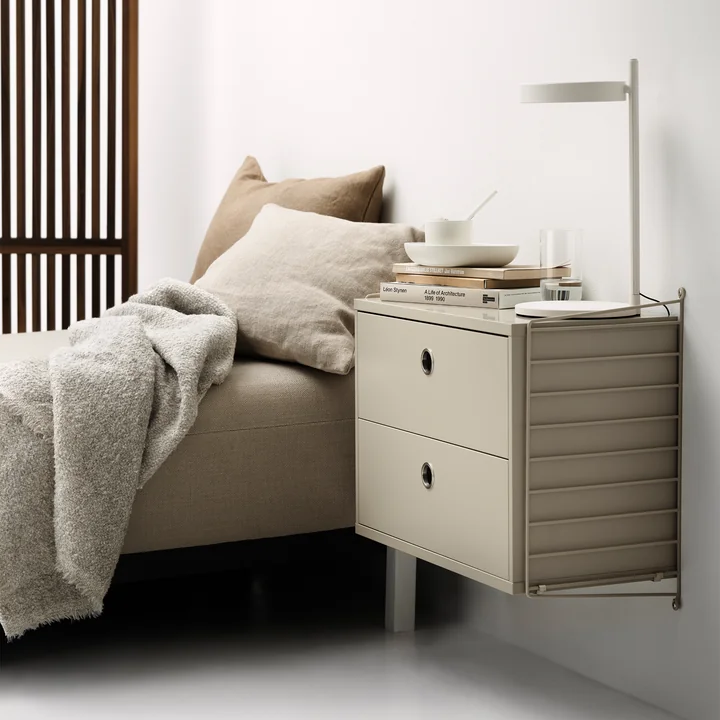 String - Nachttisch, 58 x 50 x 30 cm, beige / beige