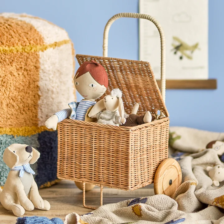 Bloomingville Mini - Penne Kinder-Trolley, L 29 x H 50 cm, Rattan