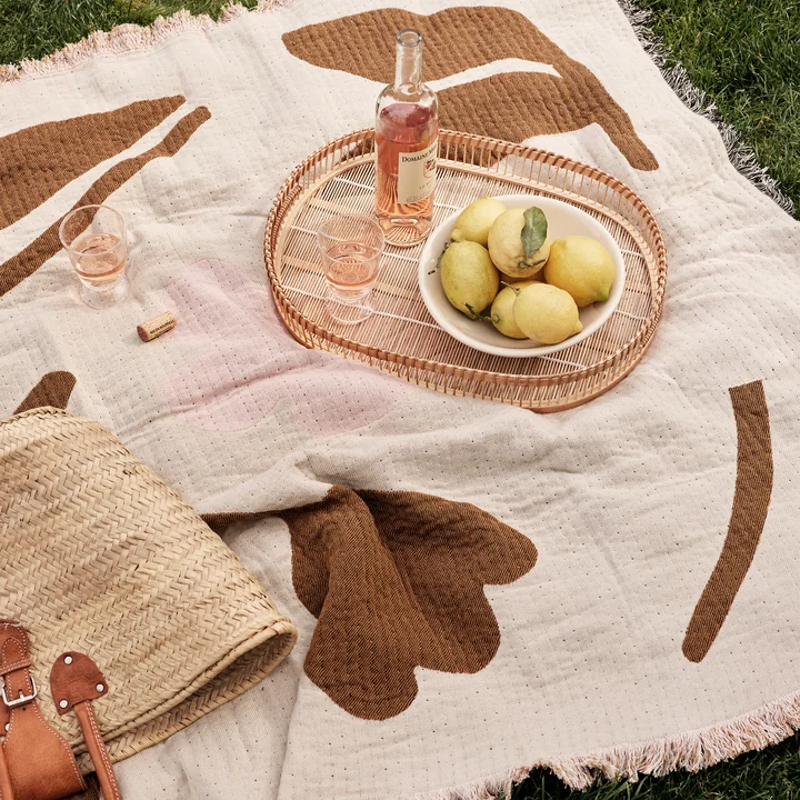 Broste Copenhagen - Rosita Decke, 130 x 180 cm, golden brown / mauve pink